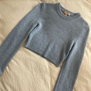 NWOT Michael Kors Collection Cashmere Crop Top Sweater in Chambray 100% Cashmere